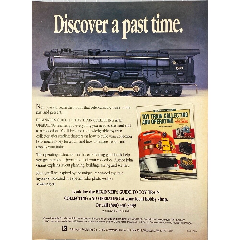 Kalmbach Publishing Co. "Discover a past time." Beginner's Guide Print Ad 1991